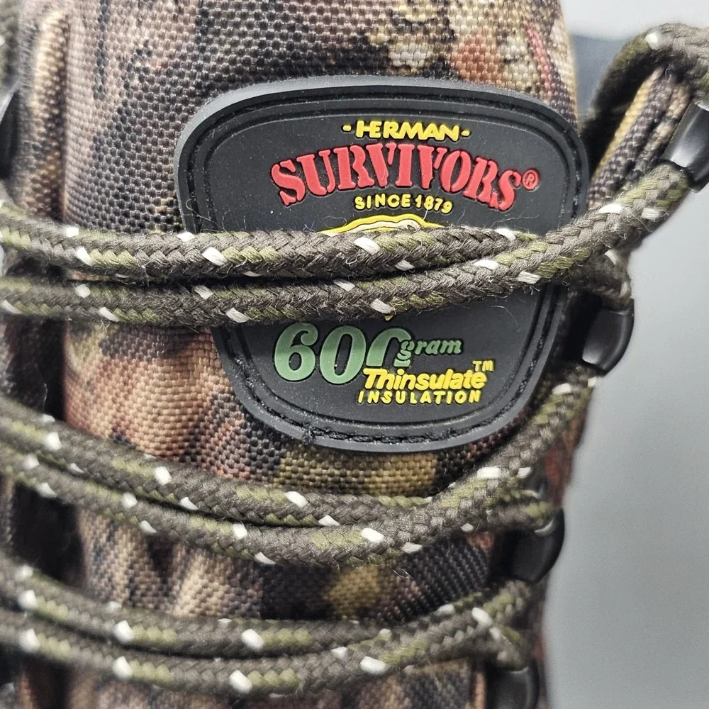 Herman Survivors Hollow Point Camo 600 Gram Thinsulate Waterproof Boots Size 11